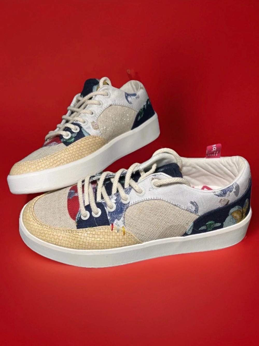 Desigual Cream Sneakers with Artisanal Touch Boho sneakers Women’s Size 8